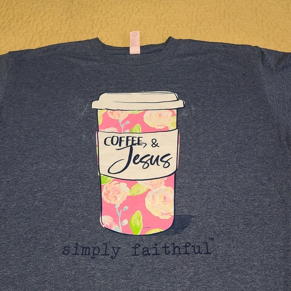 Simply Faithful Coffee and Jesus T shirt size M - Picture 3 of 5